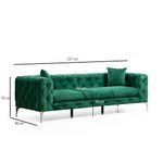 Casa si Gradina - Mobilier - Canapele si coltare - Canapele - Canapea 3 locuri, Hanah Home, lemn fag si pal, verde, 237x90x70 cm - Infinity.ro