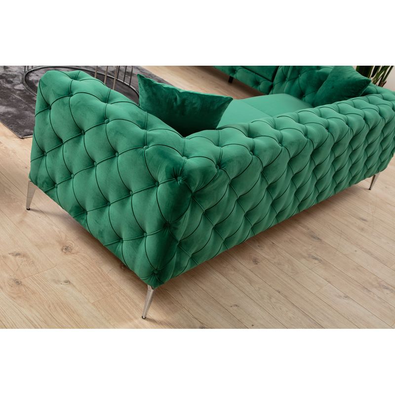 Casa si Gradina - Mobilier - Canapele si coltare - Canapele - Canapea 3 locuri, Hanah Home, lemn fag si pal, verde, 237x90x70 cm - Infinity.ro