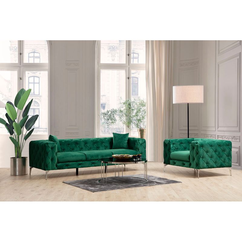 Casa si Gradina - Mobilier - Canapele si coltare - Canapele - Canapea 3 locuri, Hanah Home, lemn fag si pal, verde, 237x90x70 cm - Infinity.ro
