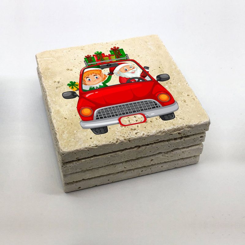 Casa si Gradina - Bucatarie si vesela - Accesorii bar - Suporturi bauturi - Set suporturi de pahare, Hermia, piatra naturala, multicolor, 10x10x1 cm, 4 bucati, 366TYR1210 - Infinity.ro