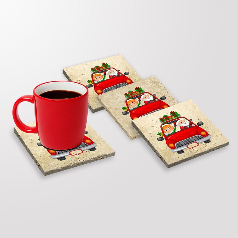 Casa si Gradina - Bucatarie si vesela - Accesorii bar - Suporturi bauturi - Set suporturi de pahare, Hermia, piatra naturala, multicolor, 10x10x1 cm, 4 bucati, 366TYR1210 - Infinity.ro