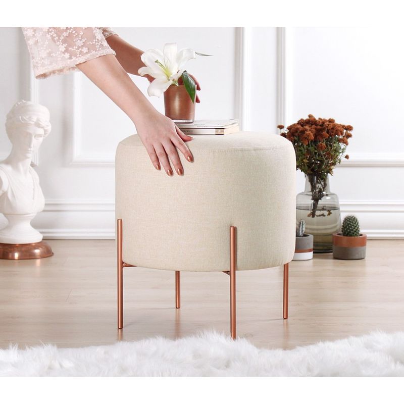 Casa si Gradina - Mobilier - Scaune si fotolii - Tabureti - Taburet, Atelier Del Sofa, bumbac si in, crem, 45x45x47 cm, 209FLF1177 - Infinity.ro