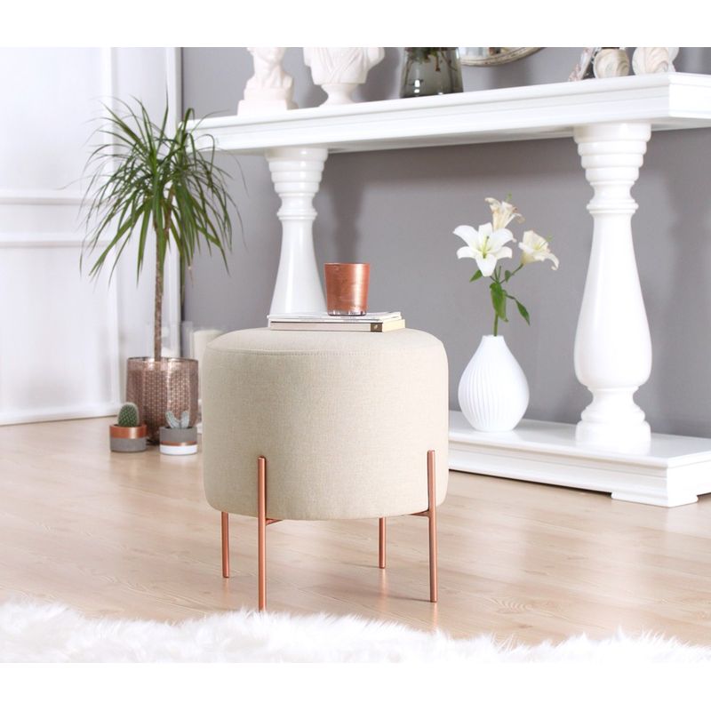 Casa si Gradina - Mobilier - Scaune si fotolii - Tabureti - Taburet, Atelier Del Sofa, bumbac si in, crem, 45x45x47 cm, 209FLF1177 - Infinity.ro