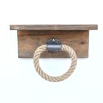 Casa si Gradina - Sanitare - Suporturi si accesorii baie - Suporturi baie - Carlig de perete, Hanah Home, lemn de molid si franghie, nuc, 30x14x12 cm - Infinity.ro