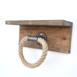 Casa si Gradina - Sanitare - Suporturi si accesorii baie - Suporturi baie - Carlig de perete, Hanah Home, lemn de molid si franghie, nuc, 30x14x12 cm - Infinity.ro