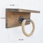 Casa si Gradina - Sanitare - Suporturi si accesorii baie - Suporturi baie - Carlig de perete, Hanah Home, lemn de molid si franghie, nuc, 30x14x12 cm - Infinity.ro