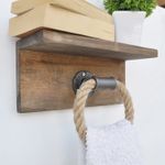 Casa si Gradina - Sanitare - Suporturi si accesorii baie - Suporturi baie - Carlig de perete, Hanah Home, lemn de molid si franghie, nuc, 30x14x12 cm - Infinity.ro