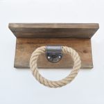 Casa si Gradina - Sanitare - Suporturi si accesorii baie - Suporturi baie - Carlig de perete, Hanah Home, lemn de molid si franghie, nuc, 30x14x12 cm - Infinity.ro