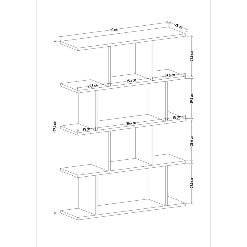 Casa si Gradina - Mobilier - Biblioteci si rafturi - Biblioteci - Biblioteca, Hanah Home, pal melaminat, alb stejar, 90x25x127.4 cm - Infinity.ro