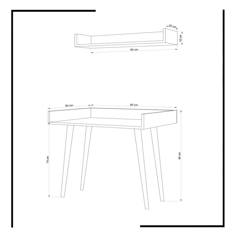 Casa si Gradina - Mobilier - Mese si birouri - Birouri - Birou de studiu, Hanah Home, pal melaminat, stejar, 90x60x84 cm - Infinity.ro
