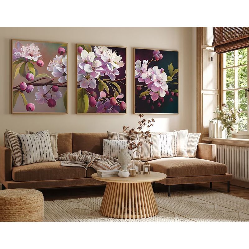Casa si Gradina - Decoratiuni - Tablouri - Tablou decorativ cu rama, Wallxpert, mdf si lemn masiv, multicolor, 50x70 cm, set 3 piese, 693BSE1554 - Infinity.ro