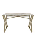 Casa si Gradina - Mobilier - Mese si birouri - Birouri - Birou de studiu, Hanah Home, panou de particule cu melamina, alb auriu, 120x60x75 cm - Infinity.ro