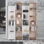 Casa si Gradina - Mobilier - Biblioteci si rafturi - Biblioteci - Biblioteca, Hanah Home, pal melaminat, stejar alb, 134.4x180x25 cm - Infinity.ro