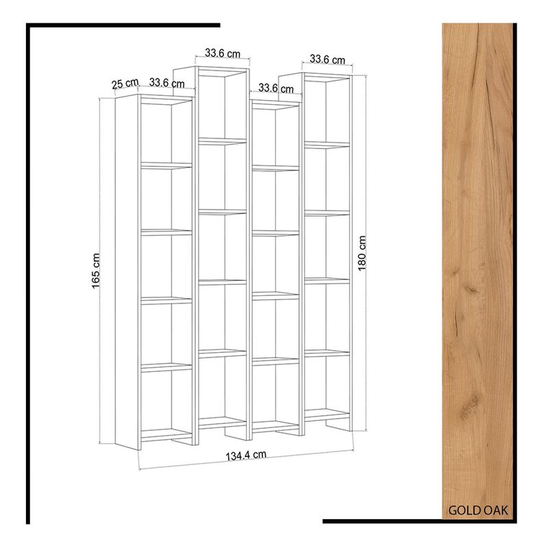 Casa si Gradina - Mobilier - Biblioteci si rafturi - Biblioteci - Biblioteca, Hanah Home, pal melaminat, stejar alb, 134.4x180x25 cm - Infinity.ro