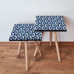 Casa si Gradina - Mobilier - Mese si birouri - Masute de cafea - Set masute de cafea, Hanah Home, mdf, albastru marin si alb, 35x35x47 cm, 481LNA2377 - Infinity.ro