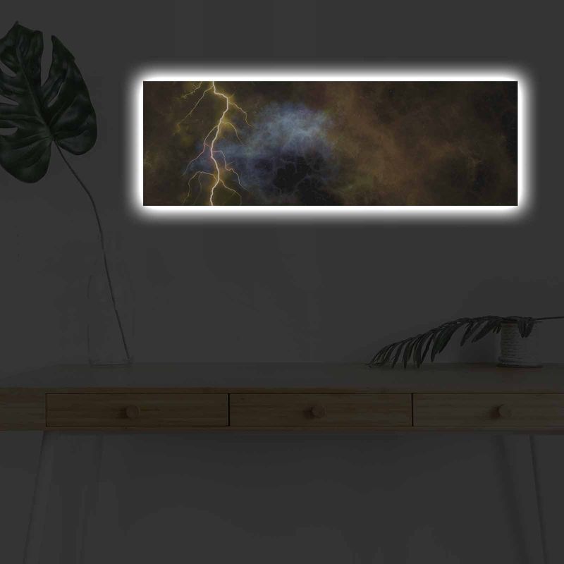 Casa si Gradina - Electrice - Tablouri electrice si accesorii - Tablou canvas decorativ cu led, Wallxpert, piele de caprioara, multicolor, 30x90 cm, 254LED1203 - Infinity.ro