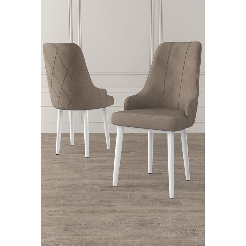 Casa si Gradina - Mobilier - Scaune si fotolii - Scaune - Set scaune, Hanah Home, metal, cappuccino si alb, 46x42x95 cm, 240CHR1648 - Infinity.ro