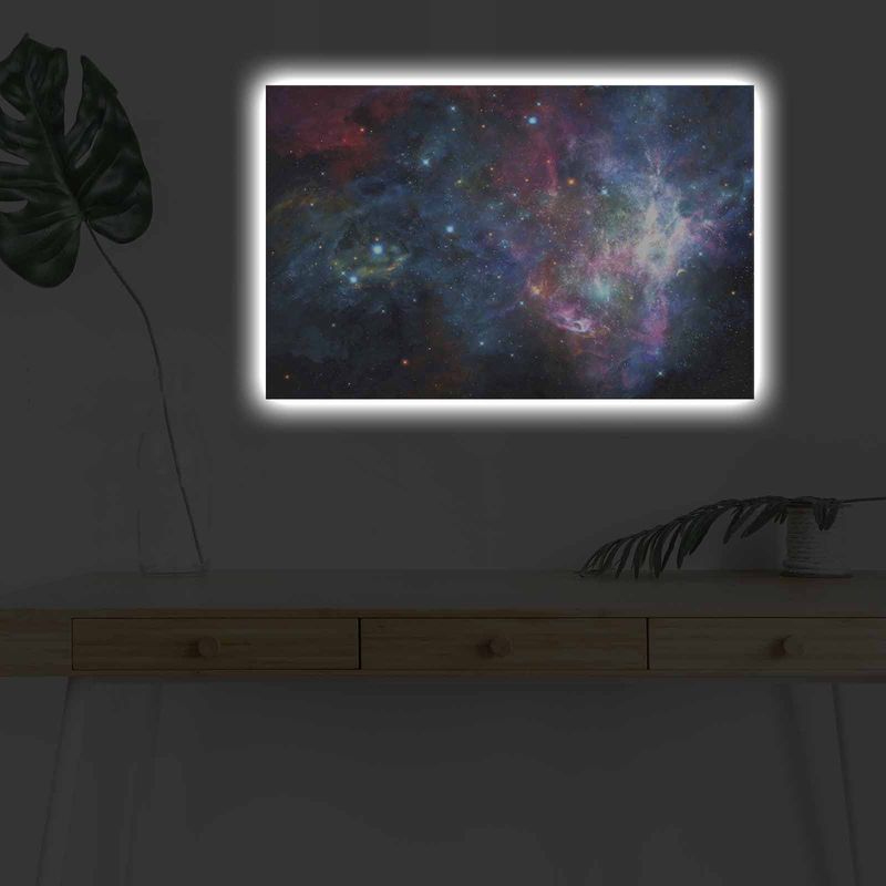 Casa si Gradina - Electrice - Tablouri electrice si accesorii - Tablou canvas cu led, Wallxpert, panza piele de caprioara, multicolor, 45x70 cm, 254LED4345 - Infinity.ro