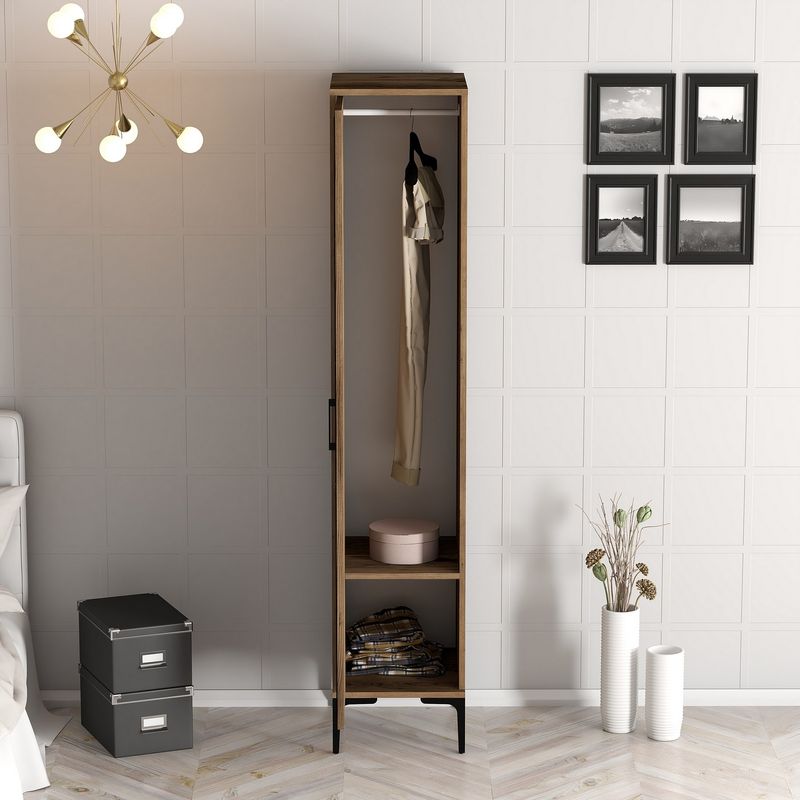 Casa si Gradina - Mobilier - Dulapuri si sifoniere - Sifoniere - Sifonier, Hanah Home, pal melaminat, nuc, 40x47.5x201.4 cm, 845HCT5402 - Infinity.ro