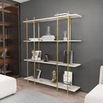 Casa si Gradina - Mobilier - Biblioteci si rafturi - Biblioteci - Biblioteca, Hanah Home, pal melaminat, alb si auriu, 160x29.6x180 cm - Infinity.ro