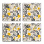 Casa si Gradina - Bucatarie si vesela - Accesorii bar - Suporturi bauturi - Suport pahare, Hermia, piatra naturala, multicolor, 10x10x1 cm, set 4 bucati, 366TYR1191 - Infinity.ro