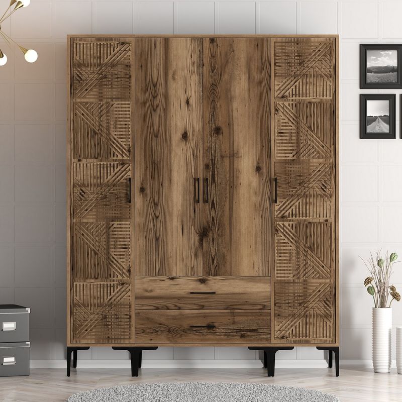 Casa si Gradina - Mobilier - Dulapuri si sifoniere - Sifoniere - Sifonier, Hanah Home, pal melaminat, nuc, 160x47.5x201.4 cm, 845HCT5472 - Infinity.ro