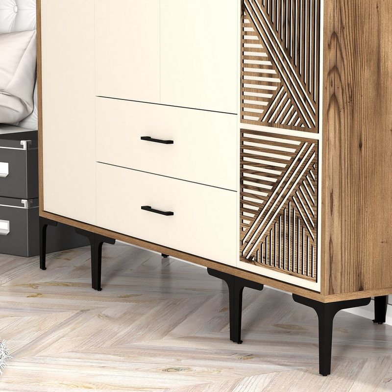 Casa si Gradina - Mobilier - Dulapuri si sifoniere - Sifoniere - Sifonier, Hanah Home, pal melaminat, nuc si crem, 160x47.5x201.4 cm, 845HCT5491 - Infinity.ro