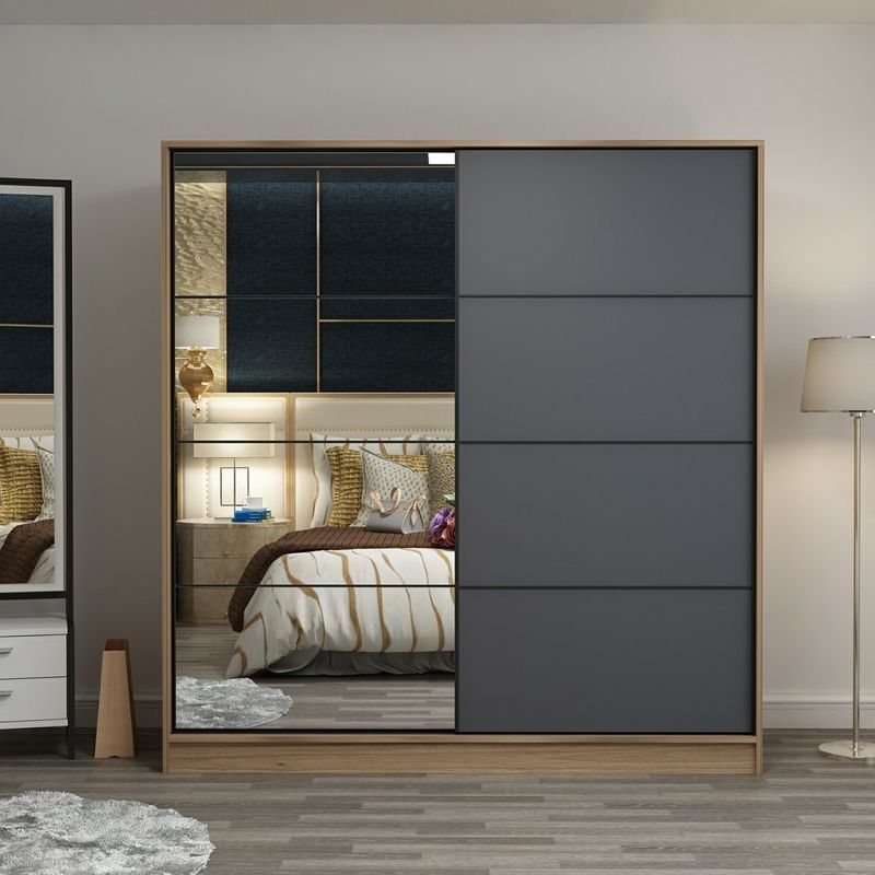 Casa si Gradina - Mobilier - Dulapuri si sifoniere - Sifoniere - Sifonier, Hanah Home, pal melaminat, dore si antracit, 180x52x210 cm, 506MNR2636 - Infinity.ro