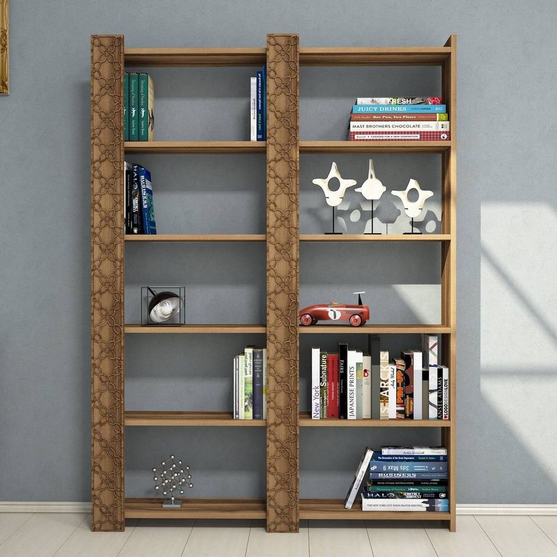 Casa si Gradina - Mobilier - Biblioteci si rafturi - Biblioteci - Biblioteca, Hanah Home, pal melaminat, nuc, 124.6x24.2x170 cm - Infinity.ro
