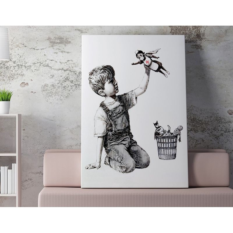 Casa si Gradina - Decoratiuni - Tablouri - Tablou canvas decorativ, Wallxpert, multicolor, 50x70 cm, 50% bumbac 50% poliester, artist Banksy, 966BRS1224 - Infinity.ro