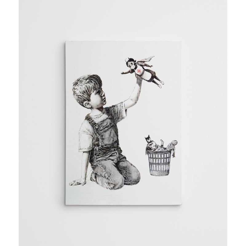 Casa si Gradina - Decoratiuni - Tablouri - Tablou canvas decorativ, Wallxpert, multicolor, 50x70 cm, 50% bumbac 50% poliester, artist Banksy, 966BRS1224 - Infinity.ro