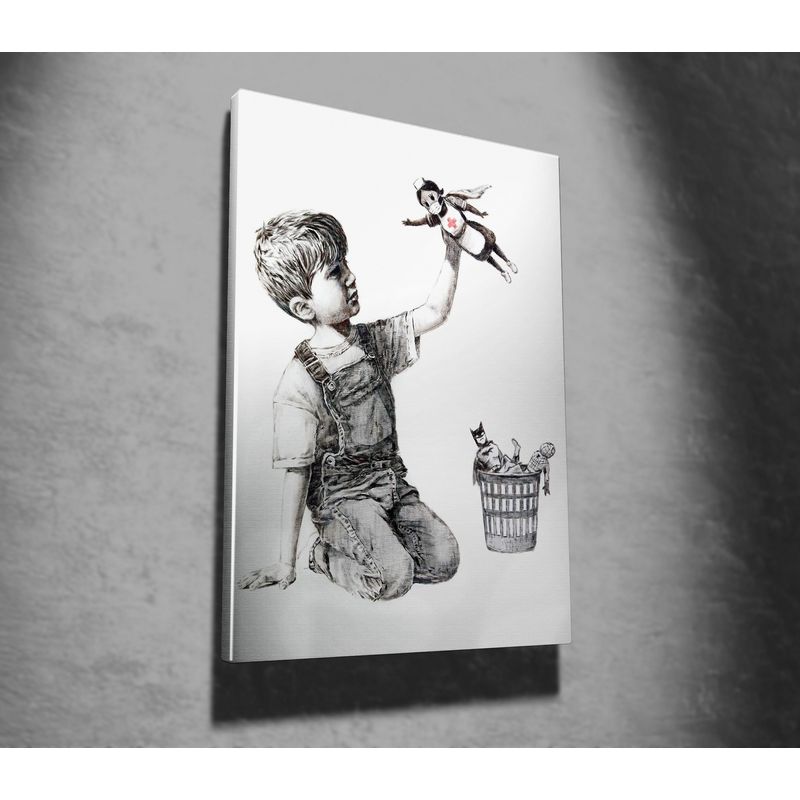 Casa si Gradina - Decoratiuni - Tablouri - Tablou canvas decorativ, Wallxpert, multicolor, 50x70 cm, 50% bumbac 50% poliester, artist Banksy, 966BRS1224 - Infinity.ro