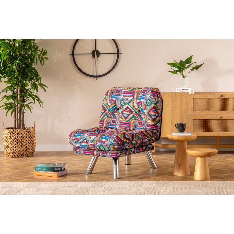 Casa si Gradina - Mobilier - Canapele si coltare - Canapele - Canapea extensibila, Hanah Home, metal, stofa patchwork, multicolor, 110x70 cm - Infinity.ro