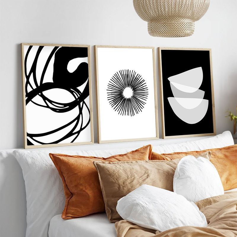 Casa si Gradina - Decoratiuni - Tablouri - Tablou decorativ cu rama, Wallxpert, mdf si lemn masiv, multicolor, 50x35 cm, set 3 bucati, 693BSE1957 - Infinity.ro