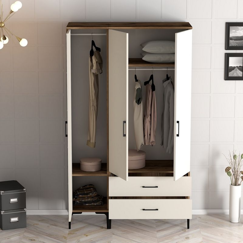 Casa si Gradina - Mobilier - Dulapuri si sifoniere - Sifoniere - Sifonier, Hanah Home, pal melaminat, nuc si crem, 120x47.5x201.4 cm, 845HCT5456 - Infinity.ro