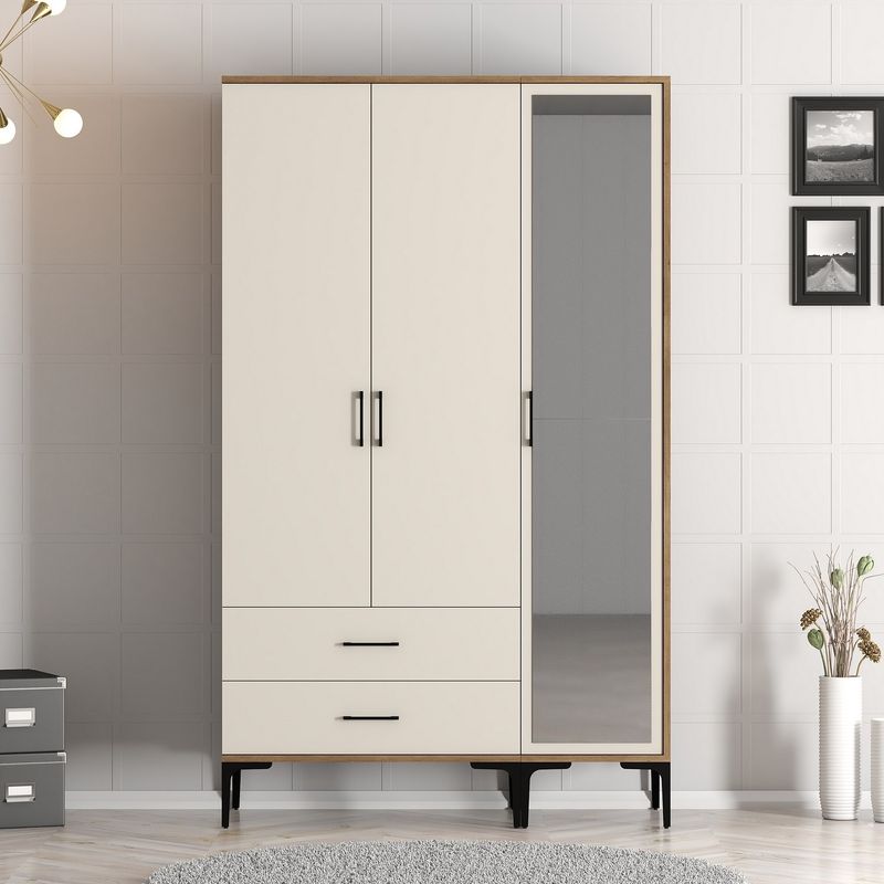Casa si Gradina - Mobilier - Dulapuri si sifoniere - Sifoniere - Sifonier, Hanah Home, pal melaminat, nuc si crem, 120x47.5x201.4 cm, 845HCT5456 - Infinity.ro