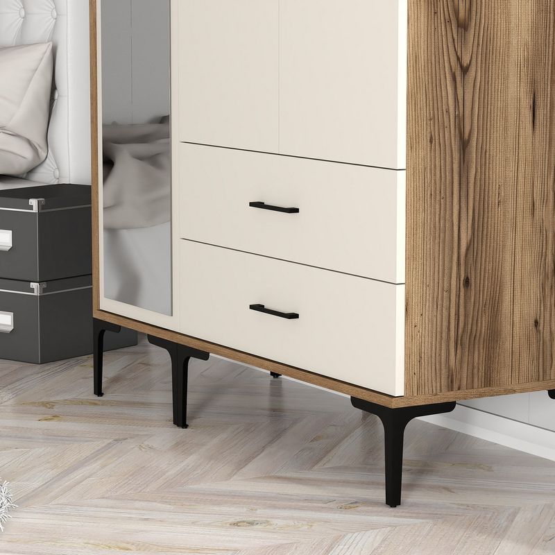 Casa si Gradina - Mobilier - Dulapuri si sifoniere - Sifoniere - Sifonier, Hanah Home, pal melaminat, nuc si crem, 120x47.5x201.4 cm, 845HCT5456 - Infinity.ro