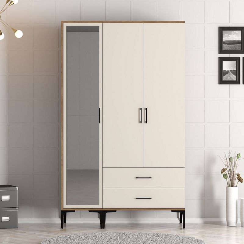 Casa si Gradina - Mobilier - Dulapuri si sifoniere - Sifoniere - Sifonier, Hanah Home, pal melaminat, nuc si crem, 120x47.5x201.4 cm, 845HCT5456 - Infinity.ro