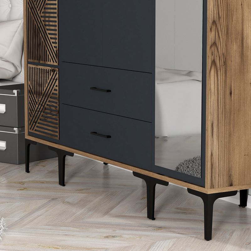 Casa si Gradina - Mobilier - Dulapuri si sifoniere - Sifoniere - Sifonier, Hanah Home, pal melaminat, nuc si antracit, 160x47.5x201.4 cm, 845HCT5464 - Infinity.ro