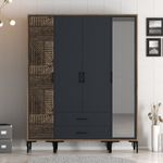 Casa si Gradina - Mobilier - Dulapuri si sifoniere - Sifoniere - Sifonier, Hanah Home, pal melaminat, nuc si antracit, 160x47.5x201.4 cm, 845HCT5464 - Infinity.ro
