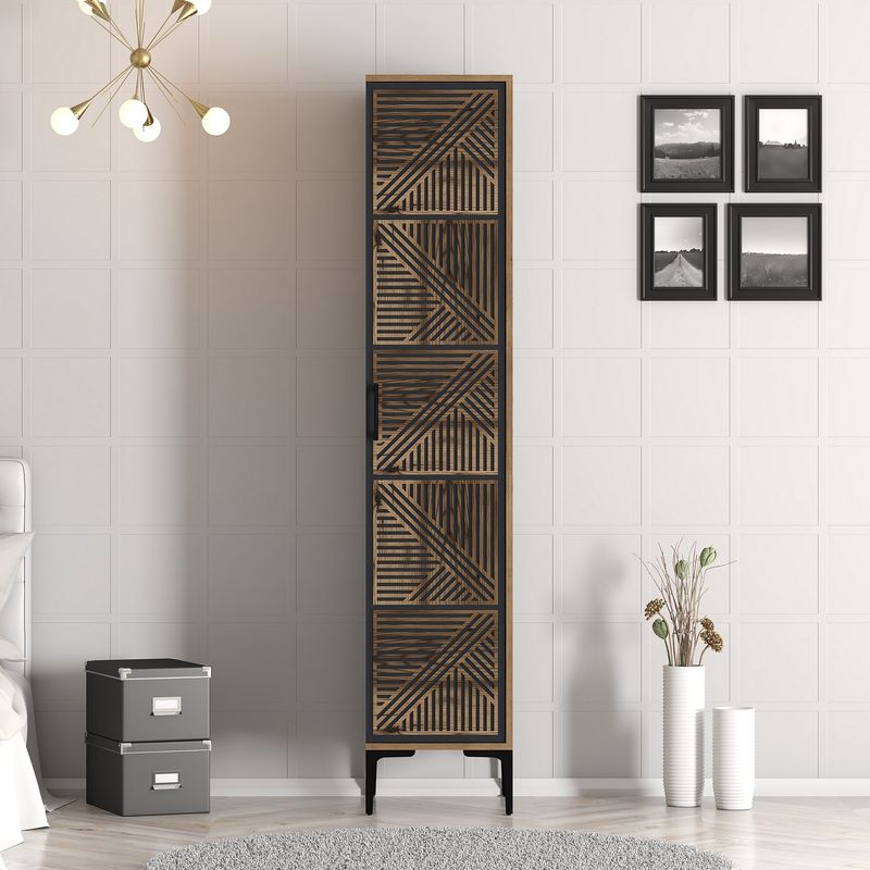 Casa si Gradina - Mobilier - Dulapuri si sifoniere - Sifoniere - Sifonier, Hanah Home, pal melaminat, nuc si antracit, 40x47.5x201.4 cm, 845HCT5398 - Infinity.ro