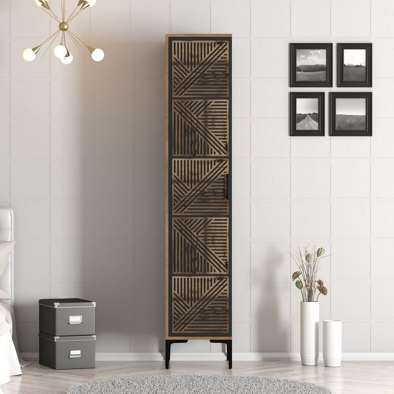 Casa si Gradina - Mobilier - Dulapuri si sifoniere - Sifoniere - Sifonier, Hanah Home, pal melaminat, nuc si antracit, 40x47.5x201.4 cm, 845HCT5398 - Infinity.ro