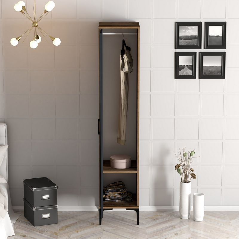 Casa si Gradina - Mobilier - Dulapuri si sifoniere - Sifoniere - Sifonier, Hanah Home, pal melaminat, nuc si antracit, 40x47.5x201.4 cm, 845HCT5398 - Infinity.ro