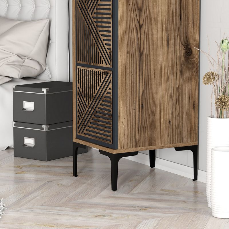 Casa si Gradina - Mobilier - Dulapuri si sifoniere - Sifoniere - Sifonier, Hanah Home, pal melaminat, nuc si antracit, 40x47.5x201.4 cm, 845HCT5398 - Infinity.ro