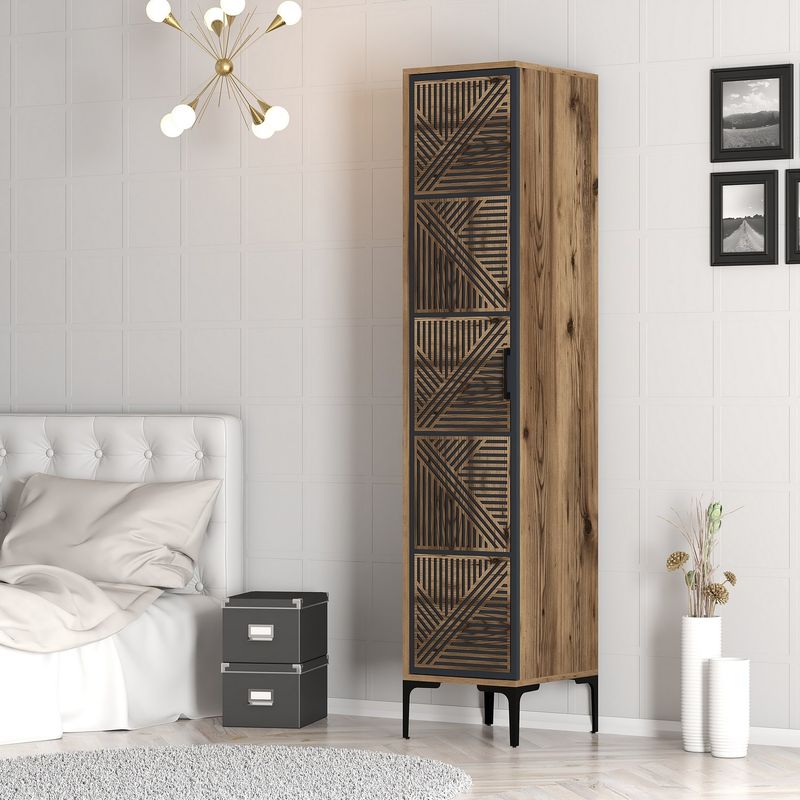 Casa si Gradina - Mobilier - Dulapuri si sifoniere - Sifoniere - Sifonier, Hanah Home, pal melaminat, nuc si antracit, 40x47.5x201.4 cm, 845HCT5398 - Infinity.ro
