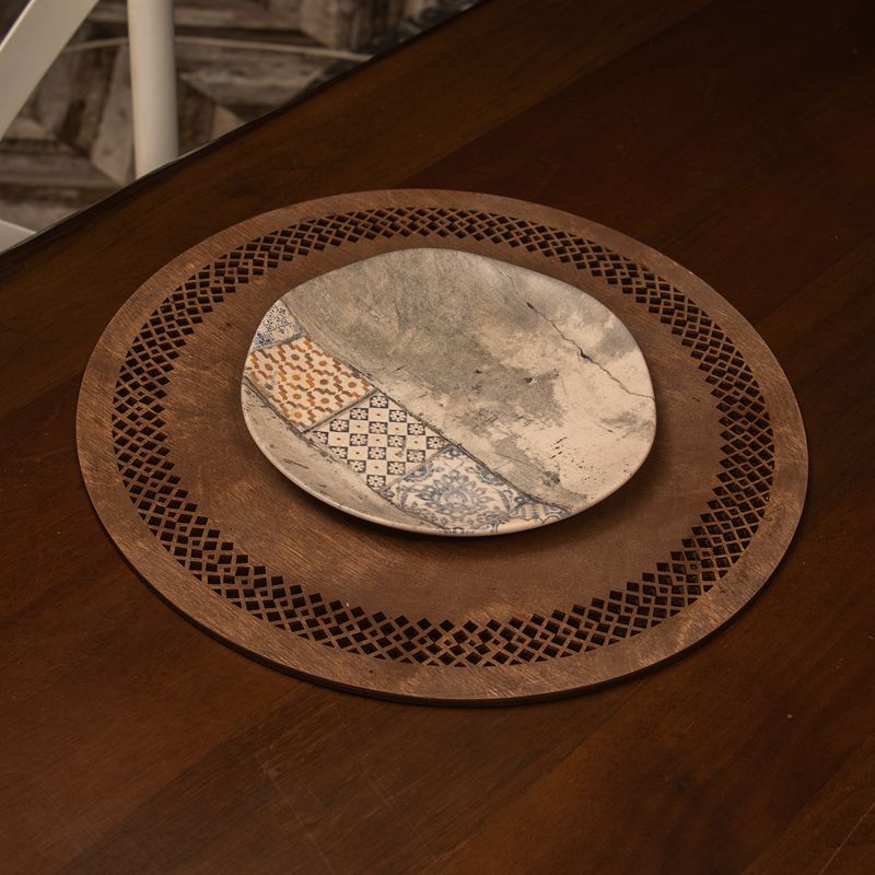 Casa si Gradina - Bucatarie si vesela - Organizare si depozitare bucatarie - Suporturi tacamuri si vase - Set suporturi de masa, Hermia, lemn, wenge, 36x36 cm, 4 bucati, 790PYN1139 - Infinity.ro