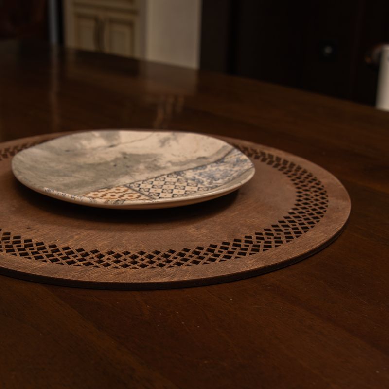 Casa si Gradina - Bucatarie si vesela - Organizare si depozitare bucatarie - Suporturi tacamuri si vase - Set suporturi de masa, Hermia, lemn, wenge, 36x36 cm, 4 bucati, 790PYN1139 - Infinity.ro