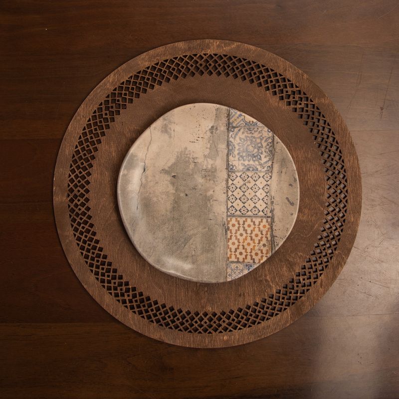 Casa si Gradina - Bucatarie si vesela - Organizare si depozitare bucatarie - Suporturi tacamuri si vase - Set suporturi de masa, Hermia, lemn, wenge, 36x36 cm, 4 bucati, 790PYN1139 - Infinity.ro