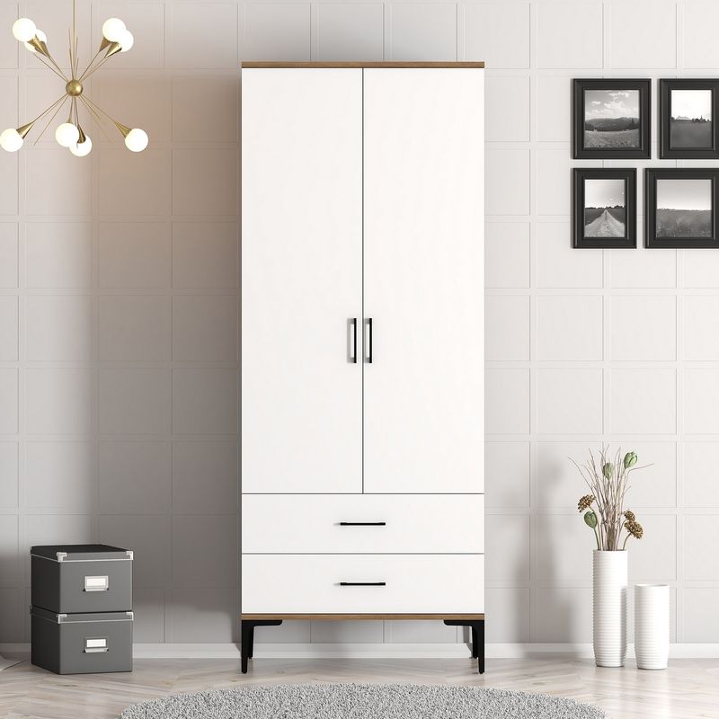 Casa si Gradina - Mobilier - Dulapuri si sifoniere - Sifoniere - Sifonier, Hanah Home, pal melaminat, nuc si alb, 80x47.5x201.4 cm, 845HCT5415 - Infinity.ro