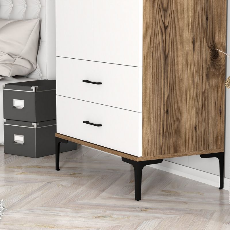 Casa si Gradina - Mobilier - Dulapuri si sifoniere - Sifoniere - Sifonier, Hanah Home, pal melaminat, nuc si alb, 80x47.5x201.4 cm, 845HCT5415 - Infinity.ro